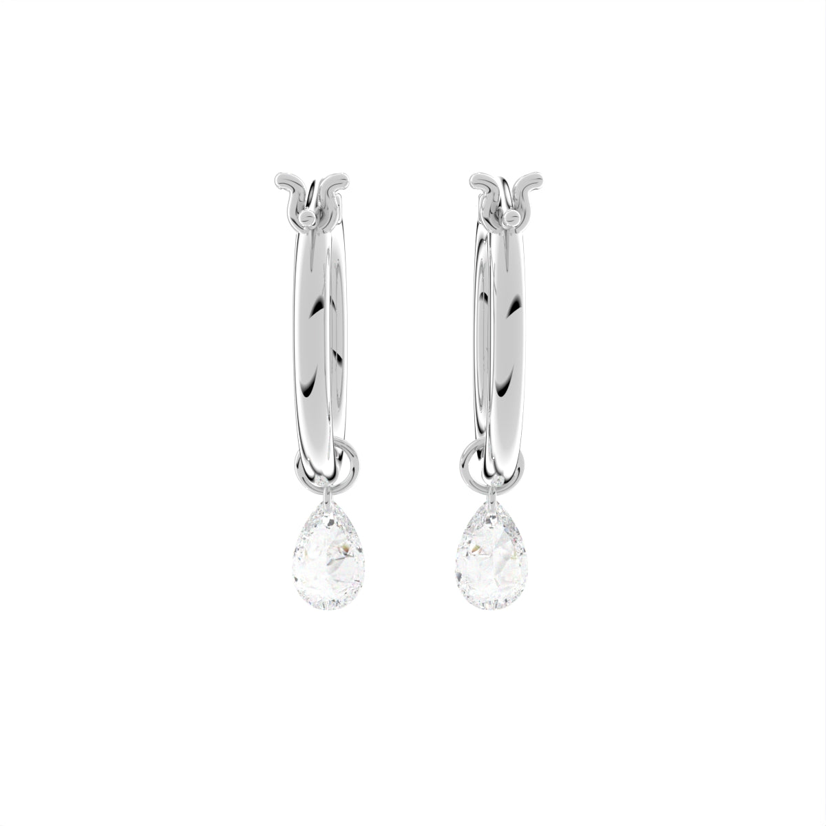 18K Pear Diamond Hoop Earrings — BACK