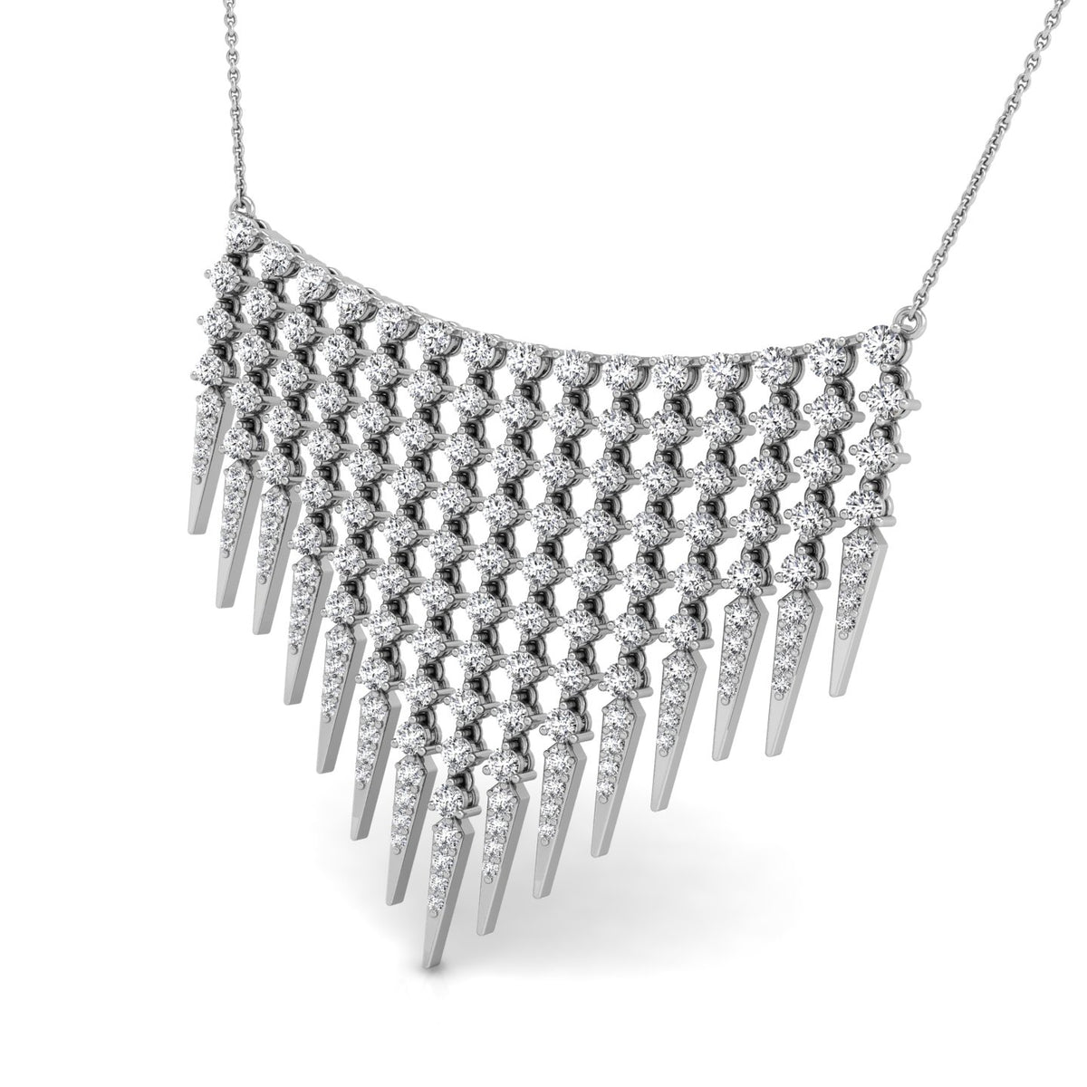 18K Bespoke V-Shape Round Diamond Pendant — RIGHT