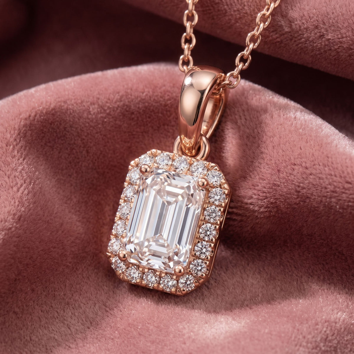 18K Halo Diamond Pendant — AI cloth, in-house
