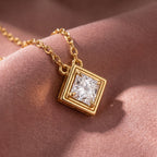 18K Solitaire Princess Diamond Pendant — AI cloth, in-house