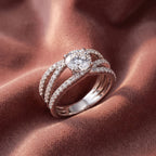 18K Shoulder Set Round Diamond Ring — AI cloth, in-house