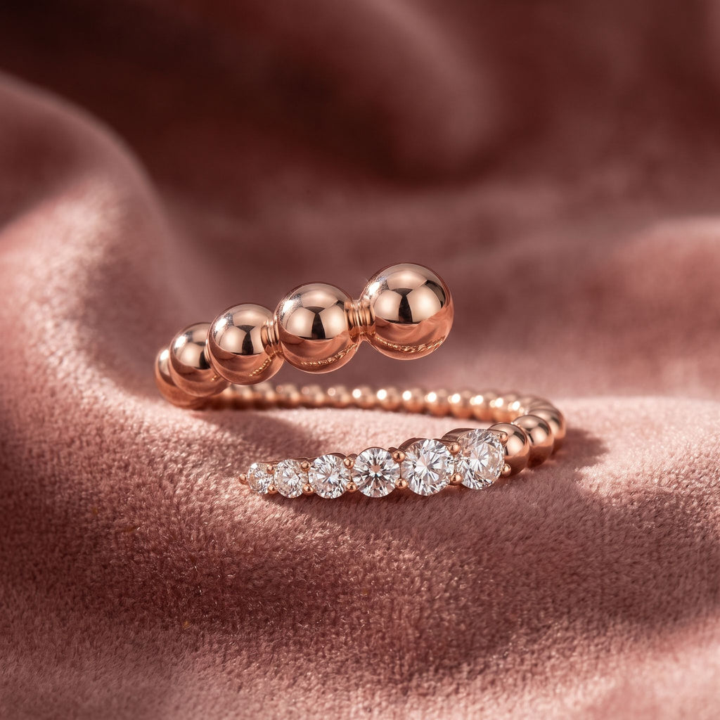 18K Spiral Pave Diamond Ring — AI cloth, in-house