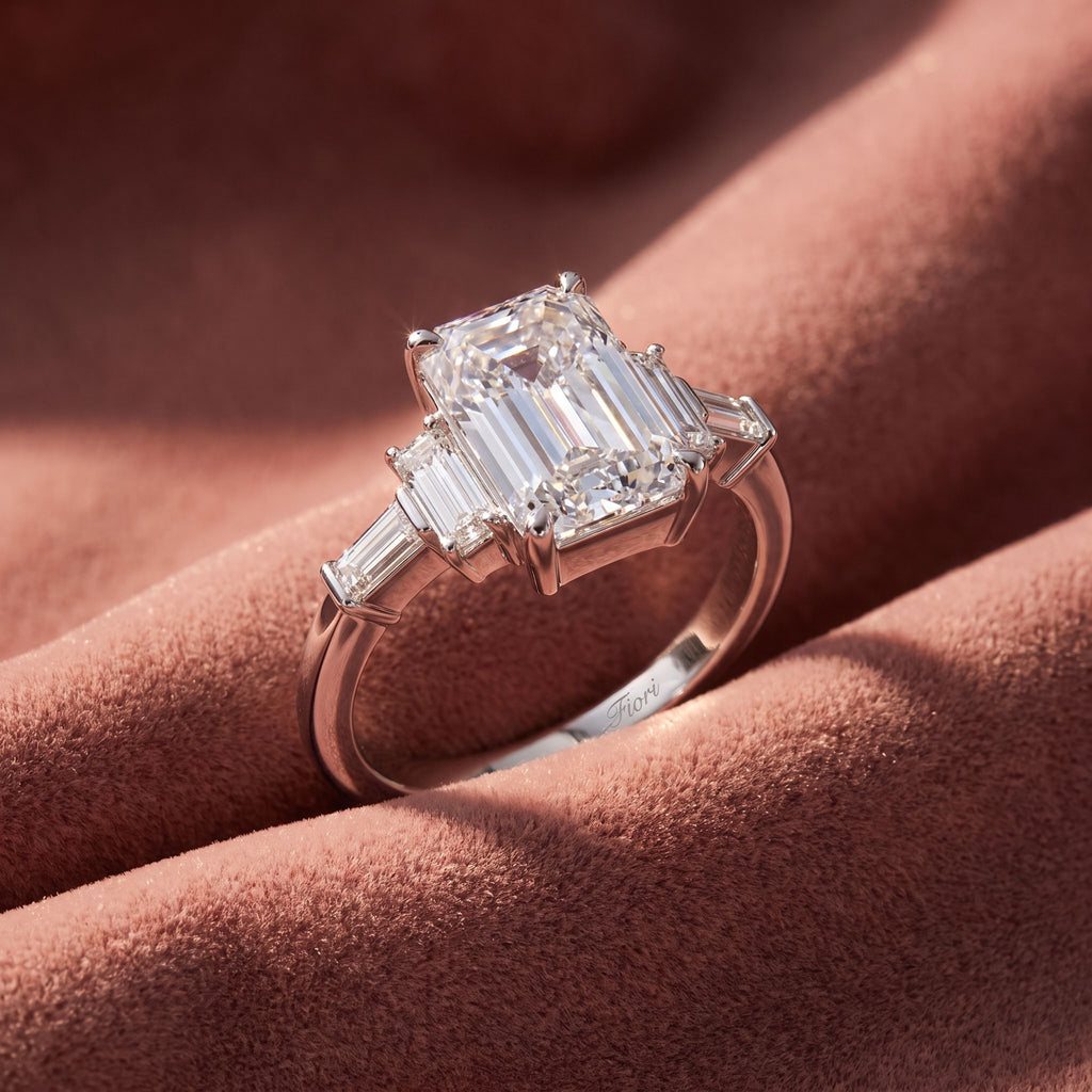 18K Emerald Cut Diamond Solitaire Ring — AI cloth, in-house