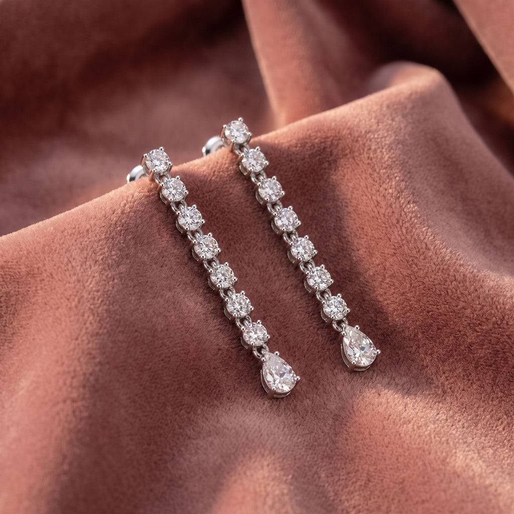 18K Round Pear Drop Diamond Earrings — AI cloth, in-house