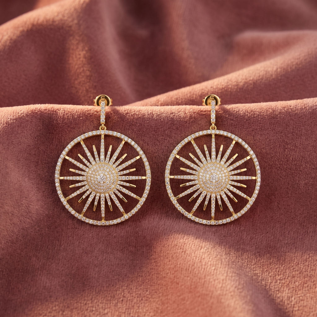 18K Open Circle Diamond Earrings — AI cloth, in-house