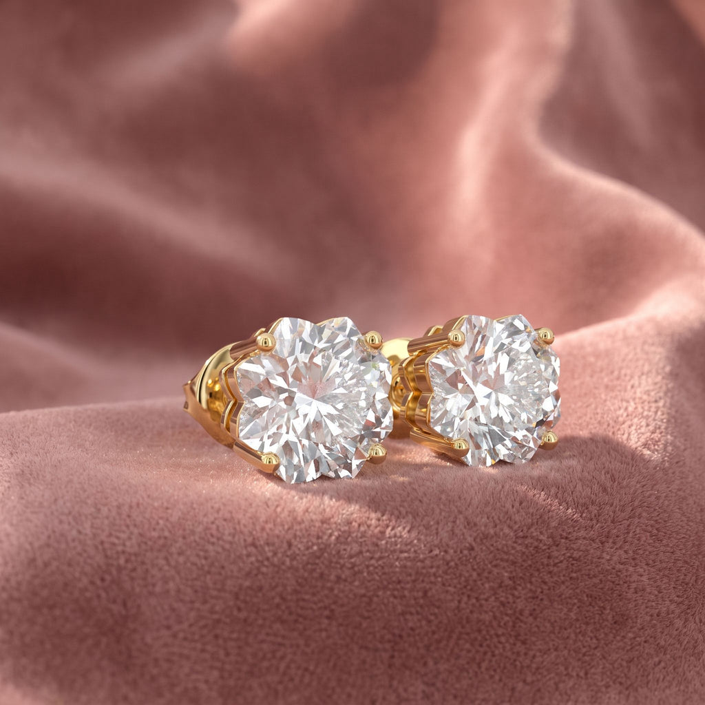 18K Solitaire Diamond Earrings — AI cloth, in-house