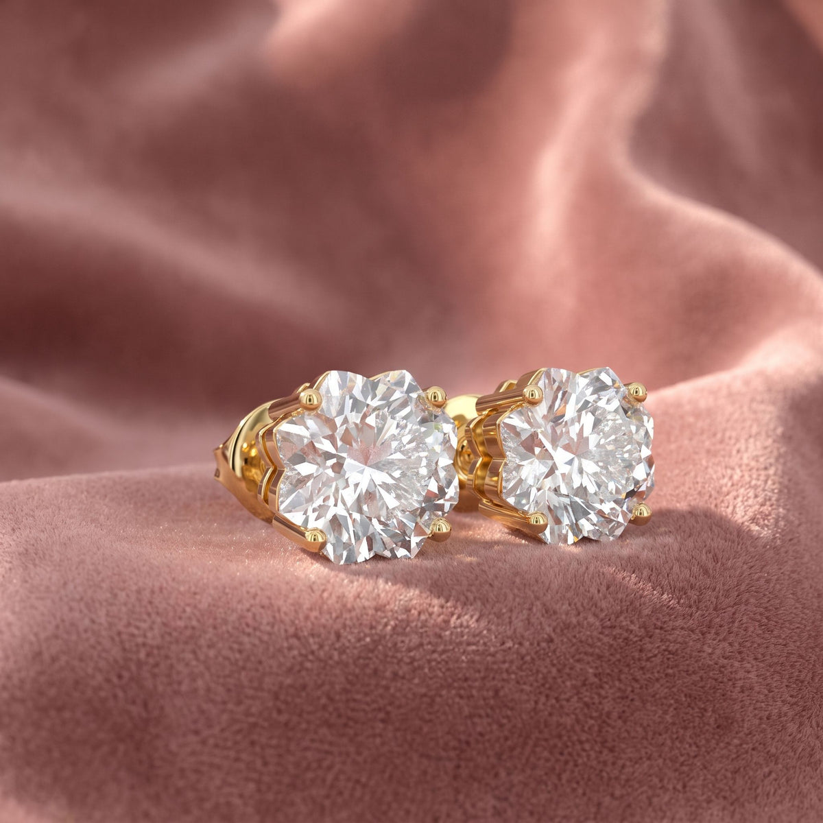 18K Solitaire Diamond Earrings — AI cloth, in-house