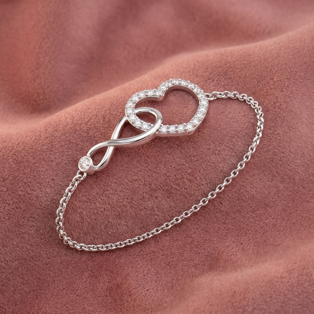 18K Heart Infinity Round Diamond Bracelet — AI cloth, in-house