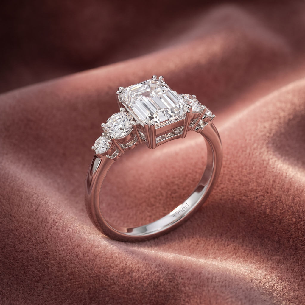 18K Bespoke Emerald Cut Diamond Engagement Ring — AI cloth, in-house