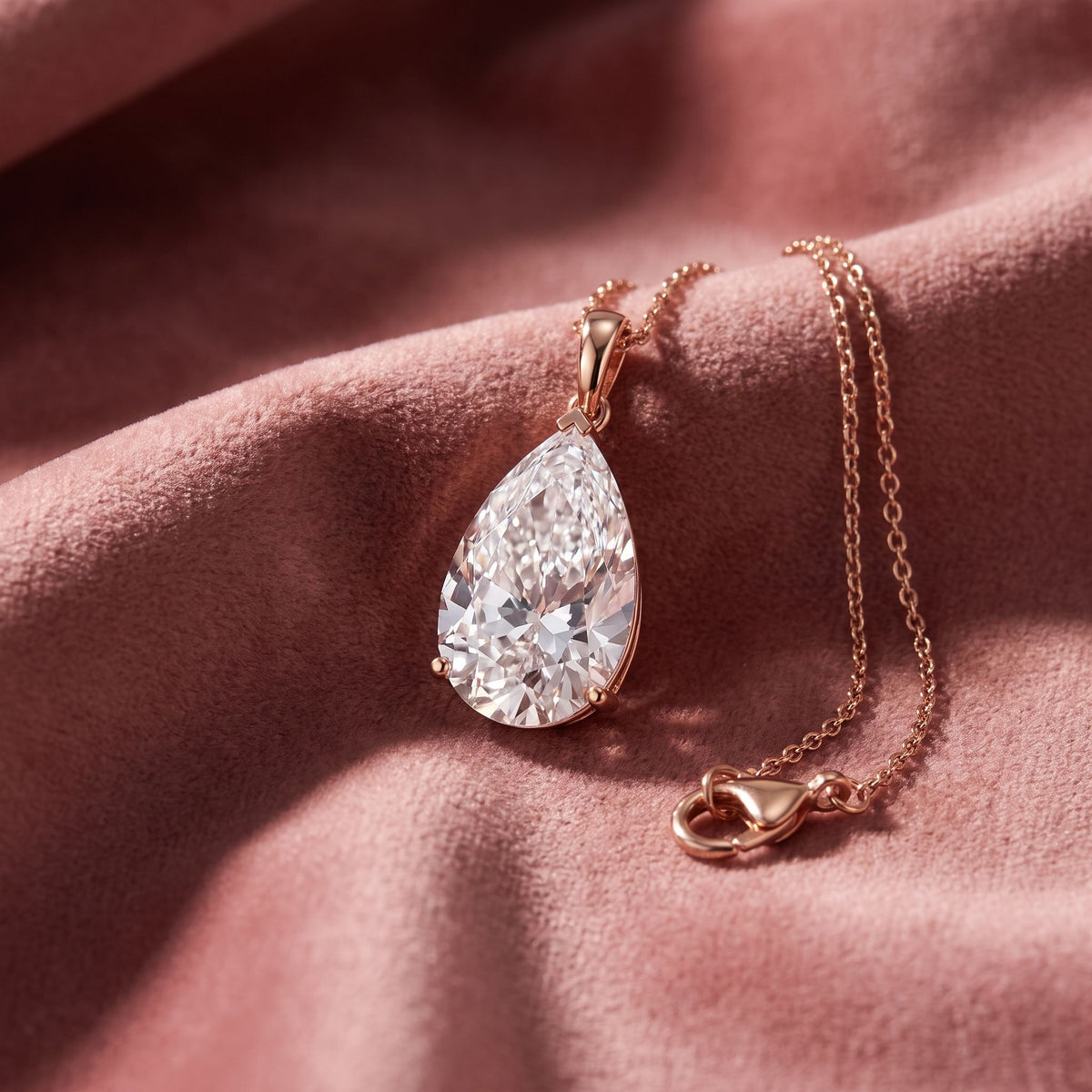 18K Pear Diamond Pendant — AI cloth, in-house