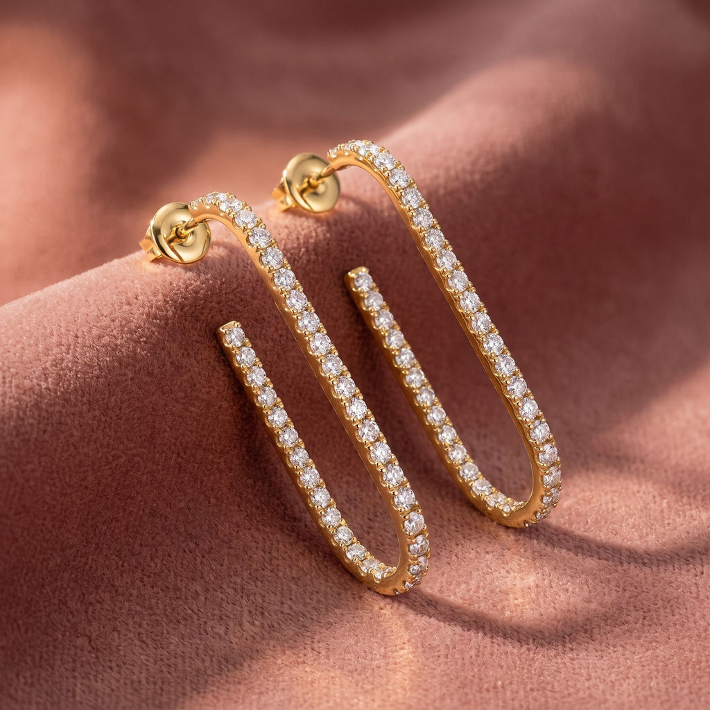 18K Round Drop Bespoke Diamond Earrings — AI cloth, in-house