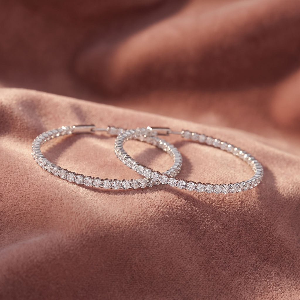 18K Round Diamond Hoop Earrings — AI cloth, in-house
