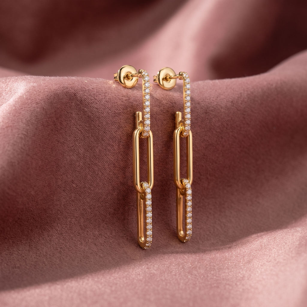 14K Round Drop Bespoke Diamond Earrings — AI cloth, in-house