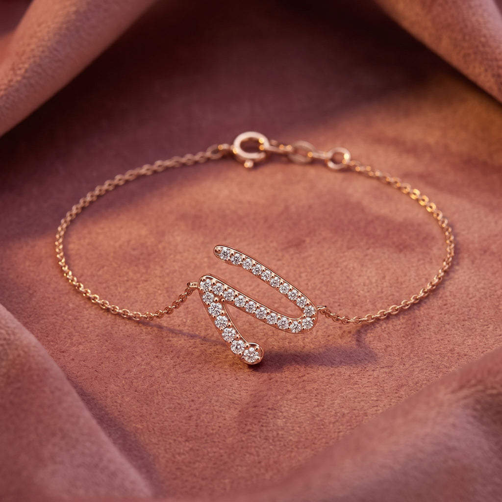 18K Alphabet Diamond Bracelet — AI cloth, in-house