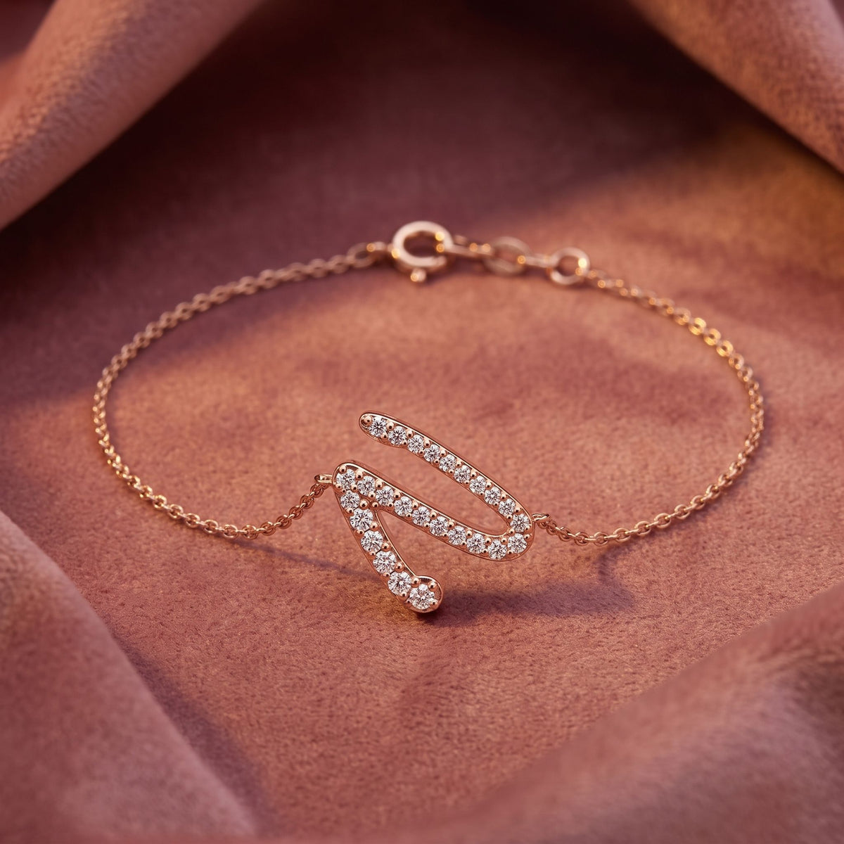 18K Alphabet Diamond Bracelet — AI cloth, in-house