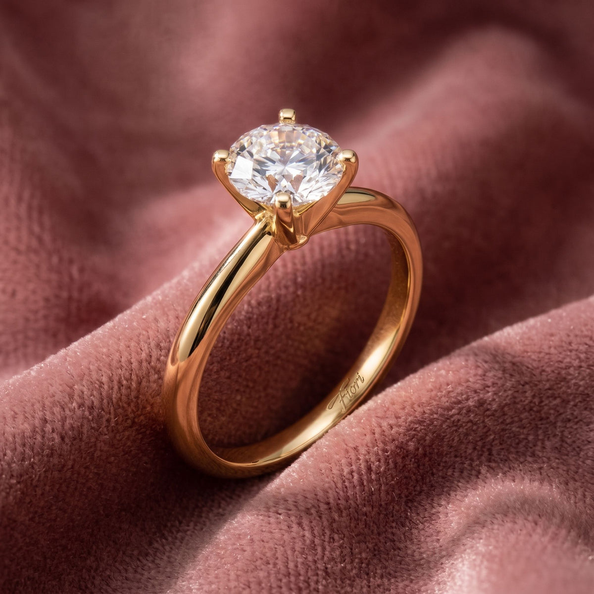 18K Round Diamond Solitaire Engagement Ring — AI cloth, in-house