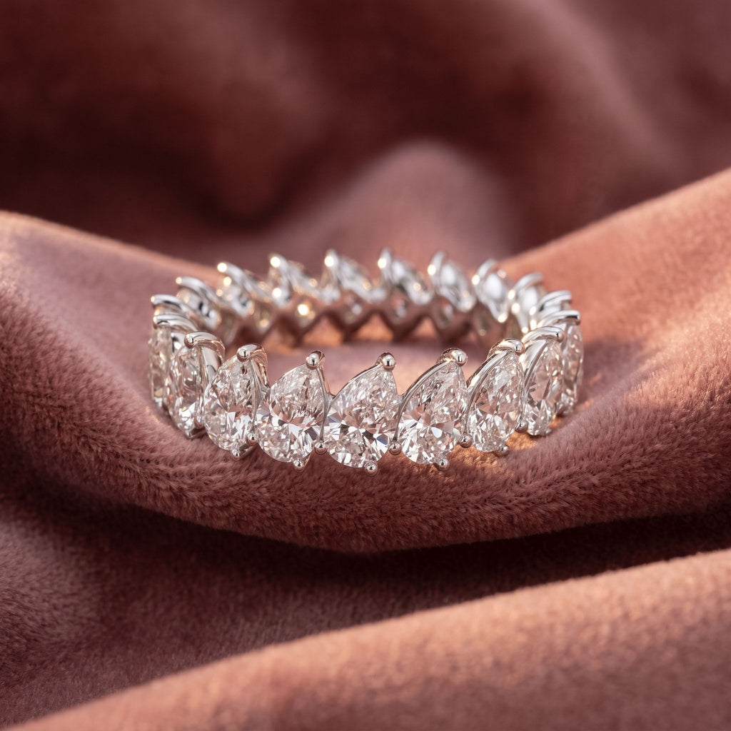 14K Pear Diamond Eternity Ring — AI cloth, in-house