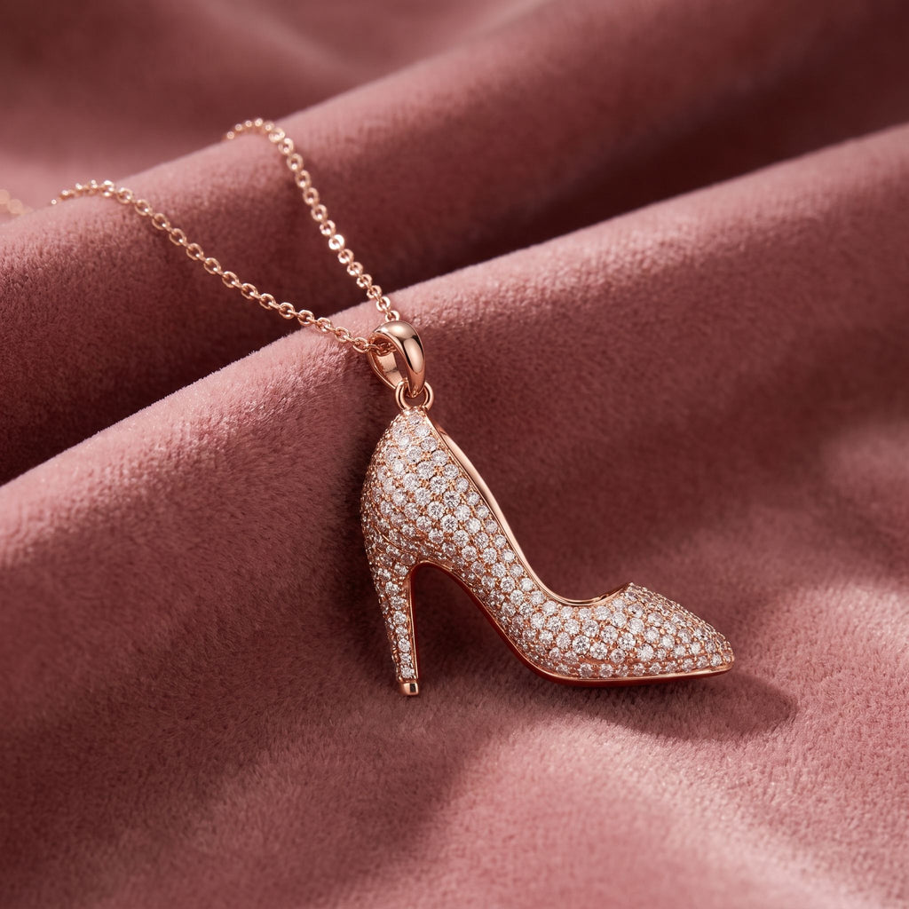18K Stiletto Pave Diamond Pendant — AI cloth, in-house