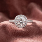 18K Halo Round Diamond Ring — AI cloth, in-house