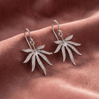18K Leaf Diamond Drop Earrings — AI cloth, in-house