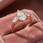 18K Trilogy Pear Diamond Engagement Ring — AI cloth, in-house