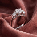 18K Trilogy Cushion Diamond Ring — AI cloth, in-house