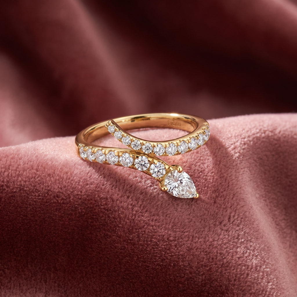 18K Pear Diamond Ring — AI cloth, in-house