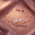 18K Alphabet Round Diamond Bracelet — AI cloth, in-house