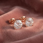 18K Round Solitaire Diamond Earrings — AI cloth, in-house