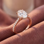 18K Shoulder Set Oval Diamond Engagement Ring — AI cloth, in-house
