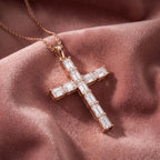 14K Cross Emerald Diamond Pendant — AI cloth, in-house