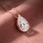 18K Solitaire Pear Diamond Pendant — AI cloth, in-house