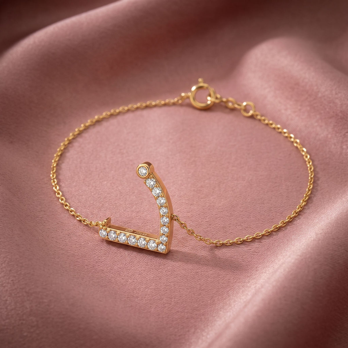 18K Arabic Alphabet Diamond Bracelet — AI cloth, in-house