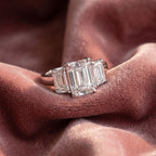 18K Trilogy Emerald Diamond Engagement Ring — AI cloth, in-house