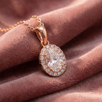 18K Halo Diamond Pendant — AI cloth, in-house