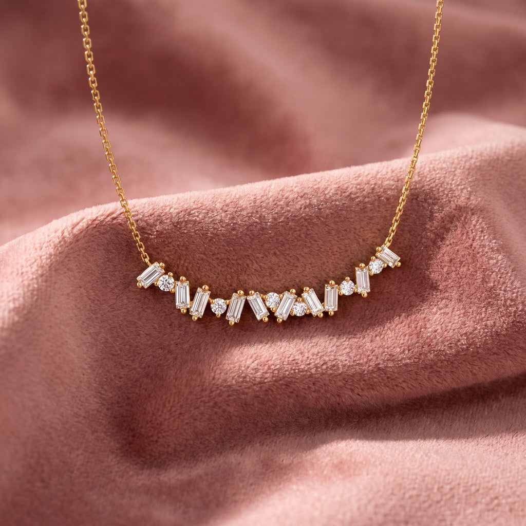 18K Bespoke Baguette Diamond Pendant — AI cloth, in-house