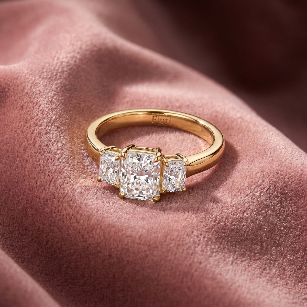 18K Trilogy Diamond Engagement Ring — AI cloth, in-house