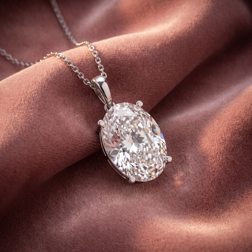 18K Solitaire Oval Diamond Pendant — AI cloth, in-house
