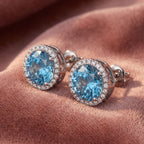 18K Halo Diamond Earrings — AI cloth, in-house