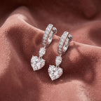 18K Heart Solitaire Diamond Drop Earrings — AI cloth, in-house