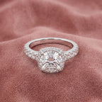 18K Shoulder Set Diamond Ring — AI cloth, in-house