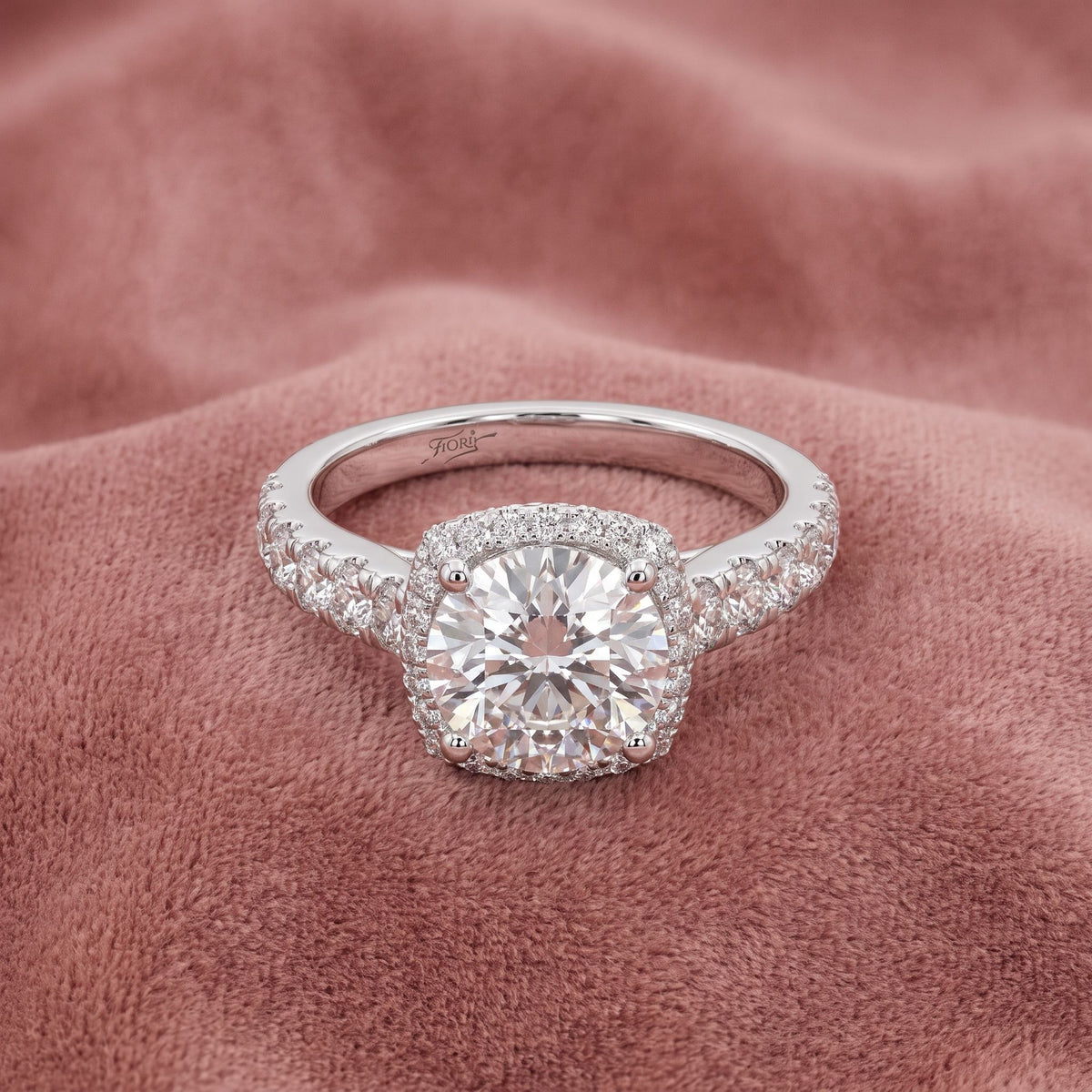 18K Shoulder Set Diamond Ring — AI cloth, in-house