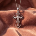 18K Cross Round Diamond Pendant — AI cloth, in-house
