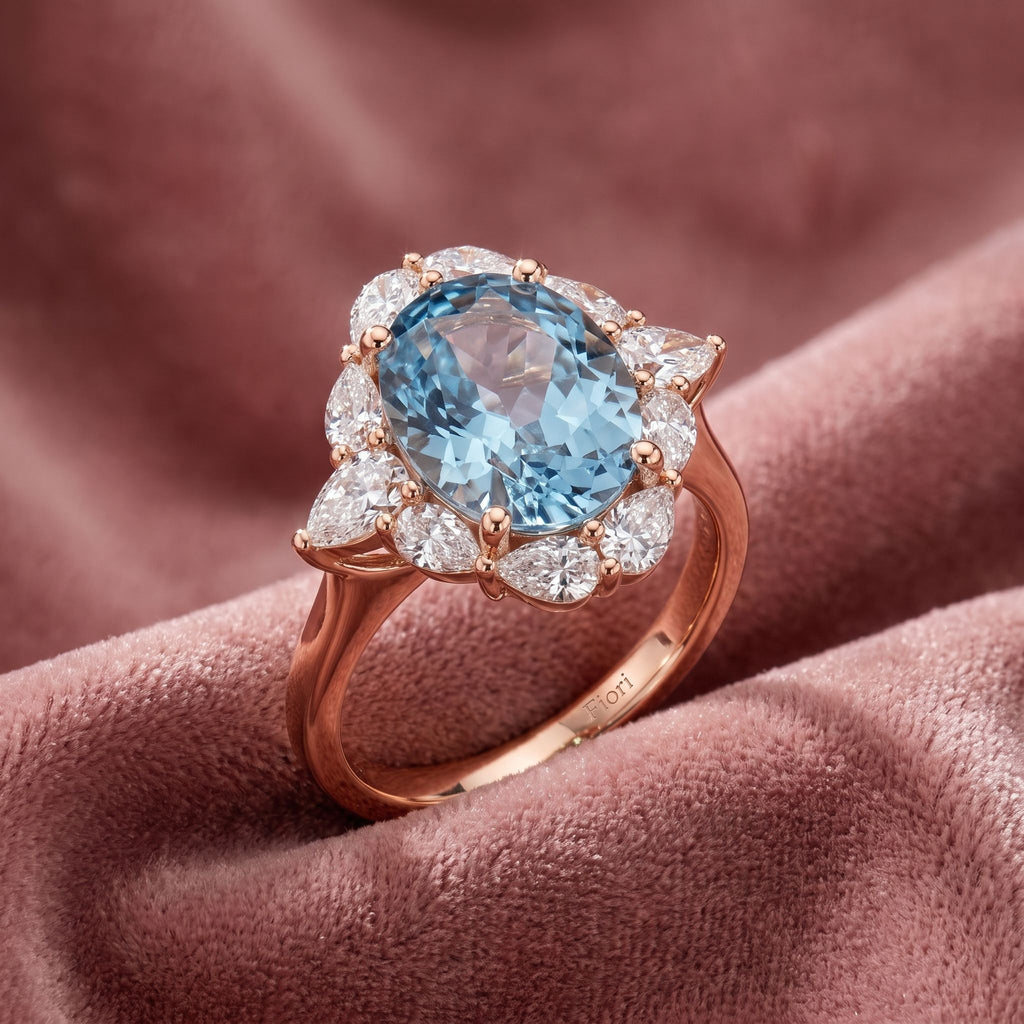 18K Halo Oval Diamond Ring — AI cloth, in-house