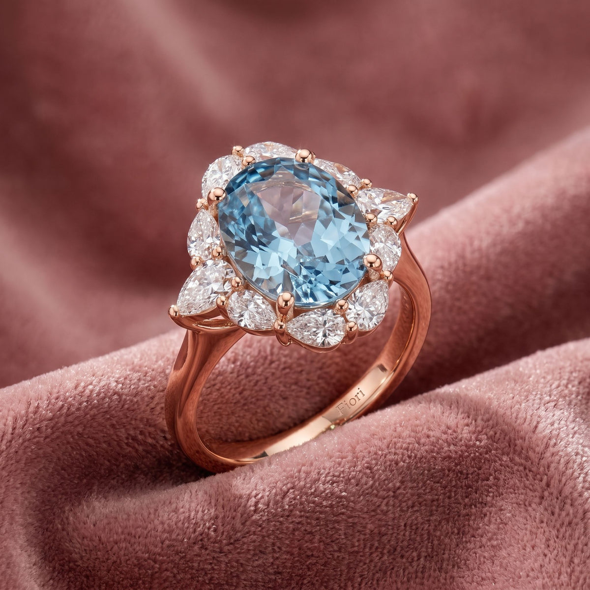 18K Halo Oval Diamond Ring — AI cloth, in-house