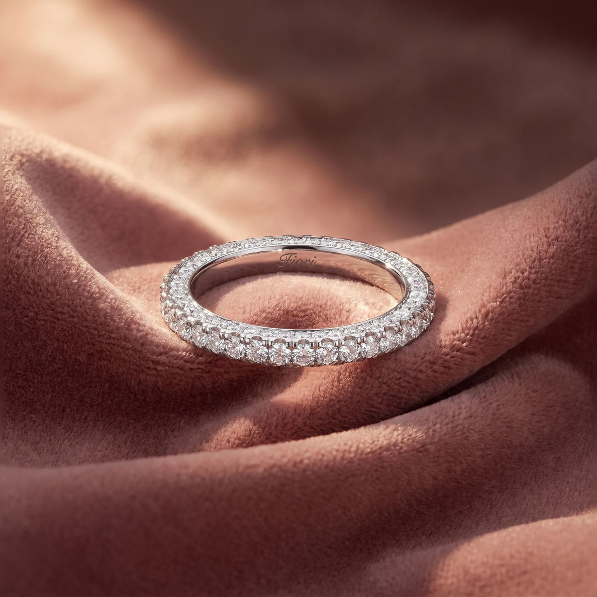18K Eternity Round Diamond Ring — AI cloth, in-house