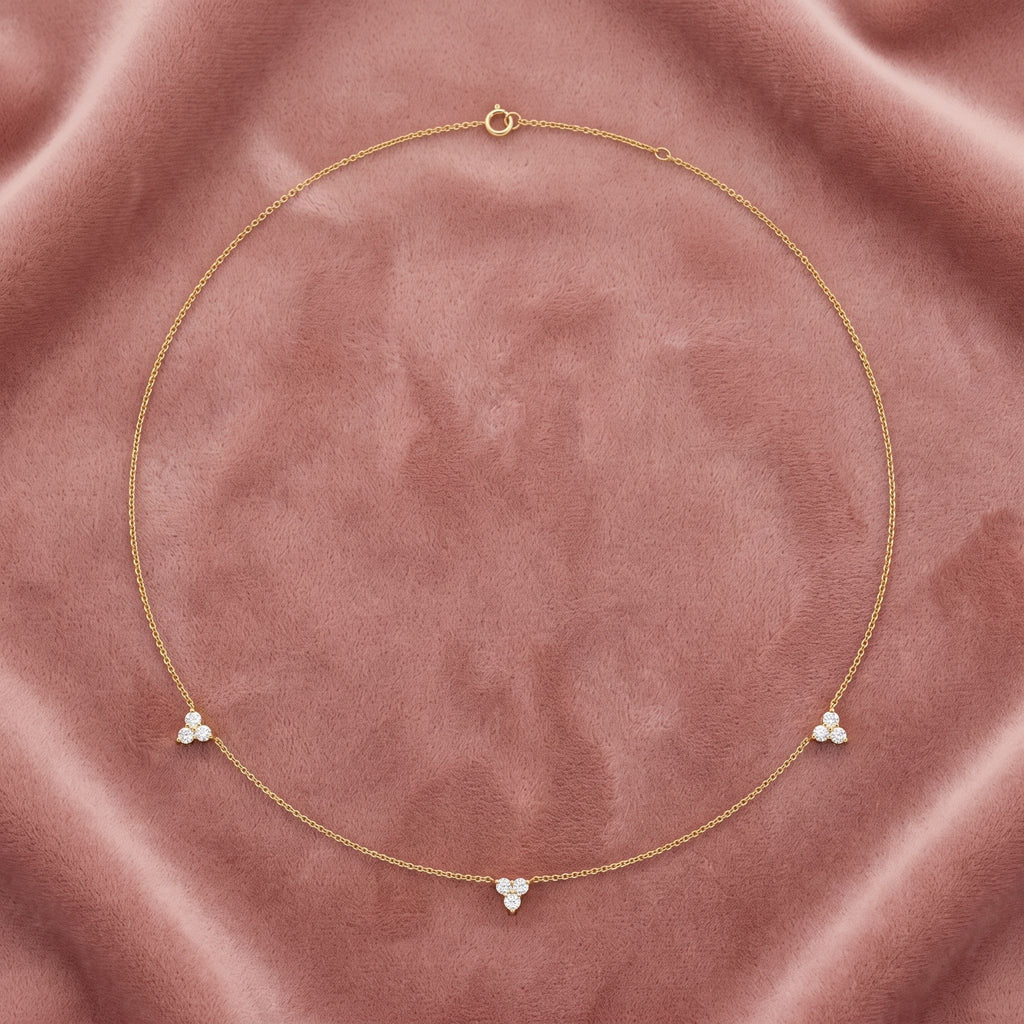 18K Celestial Star and Moon Diamond Necklace — AI cloth, in-house