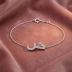 18K Arabic Alphabet Round Diamond Bracelet — AI cloth, in-house