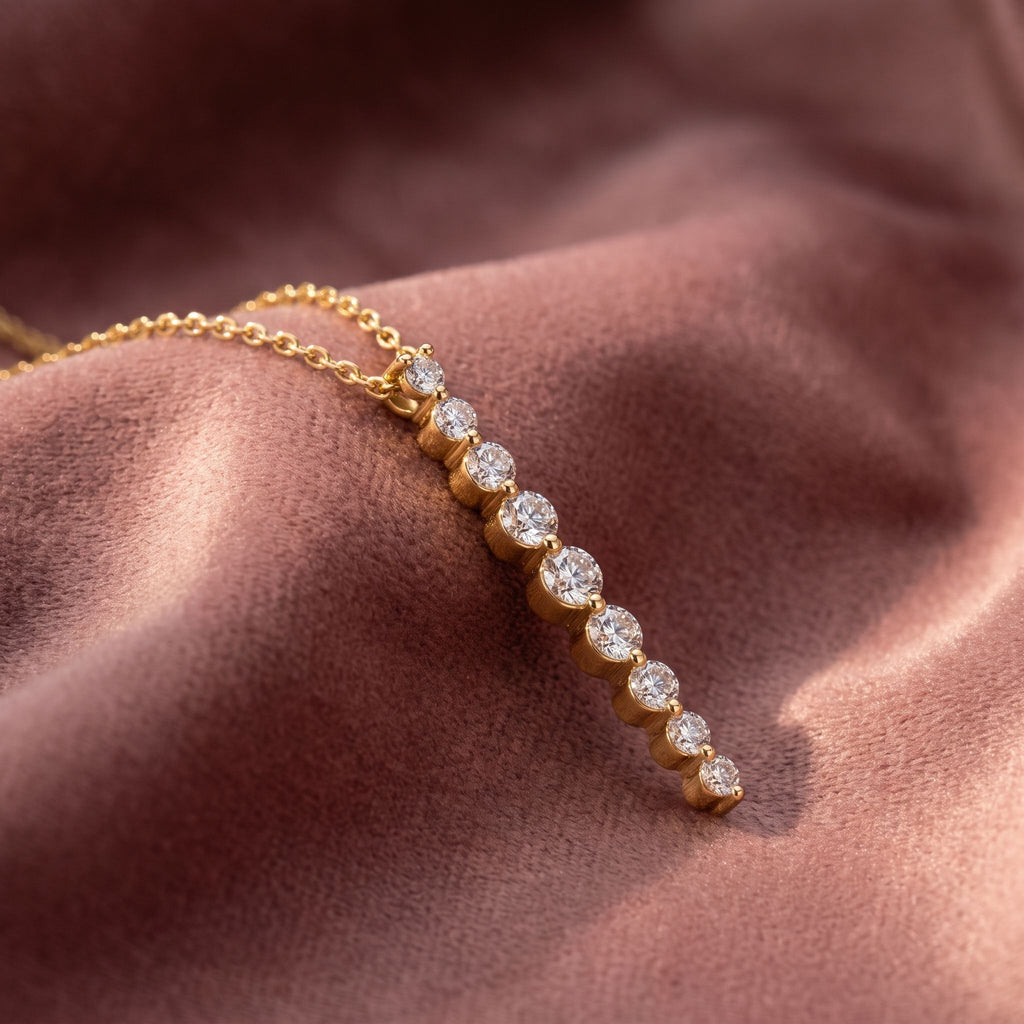 18K Geometric Diamond Pendant — AI cloth, in-house