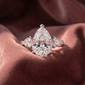 18K Trilogy Pear Diamond Engagement Ring — AI cloth, in-house